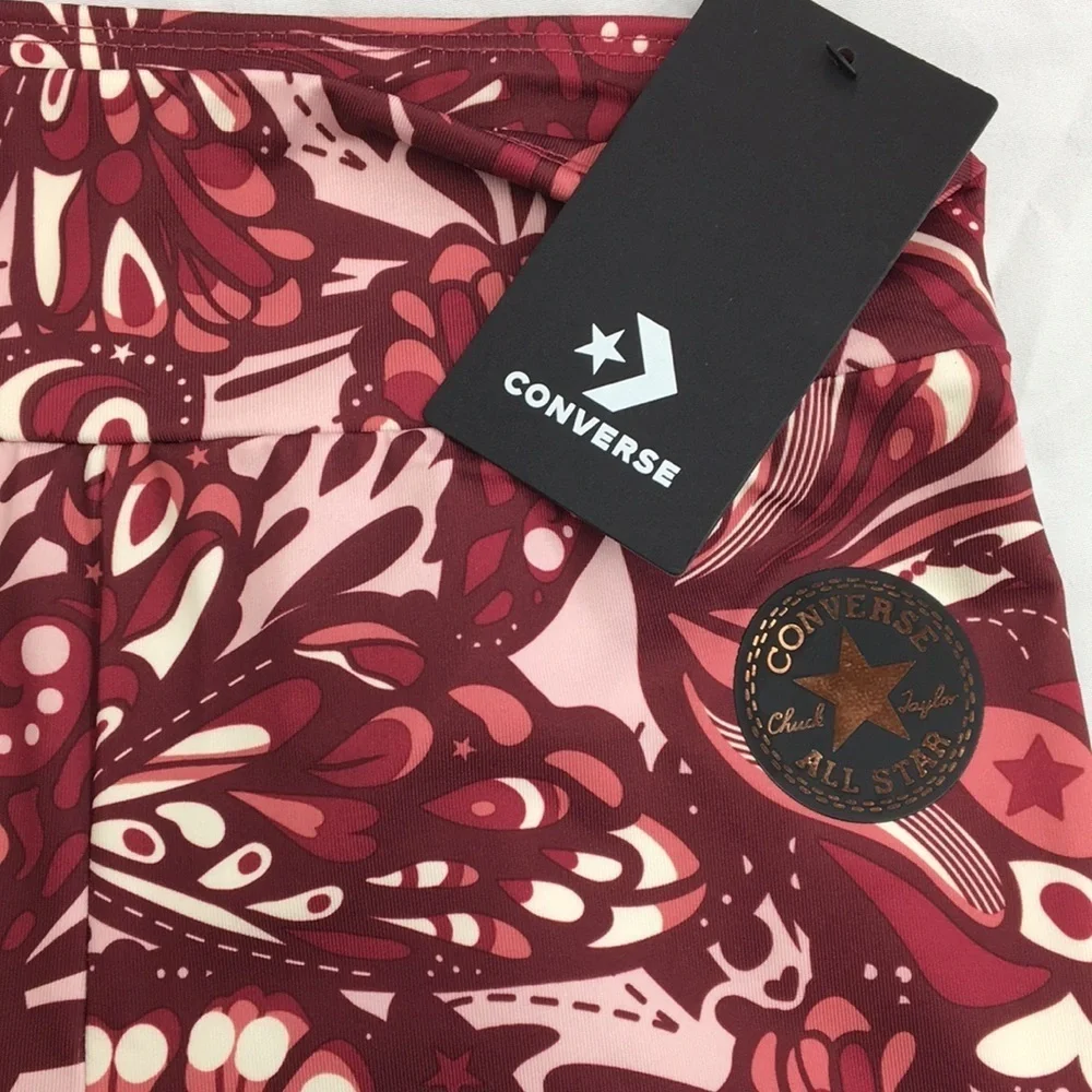 Converse All Starts Girls High Rise Paisley Pattern Exercise Pants Size L NWT